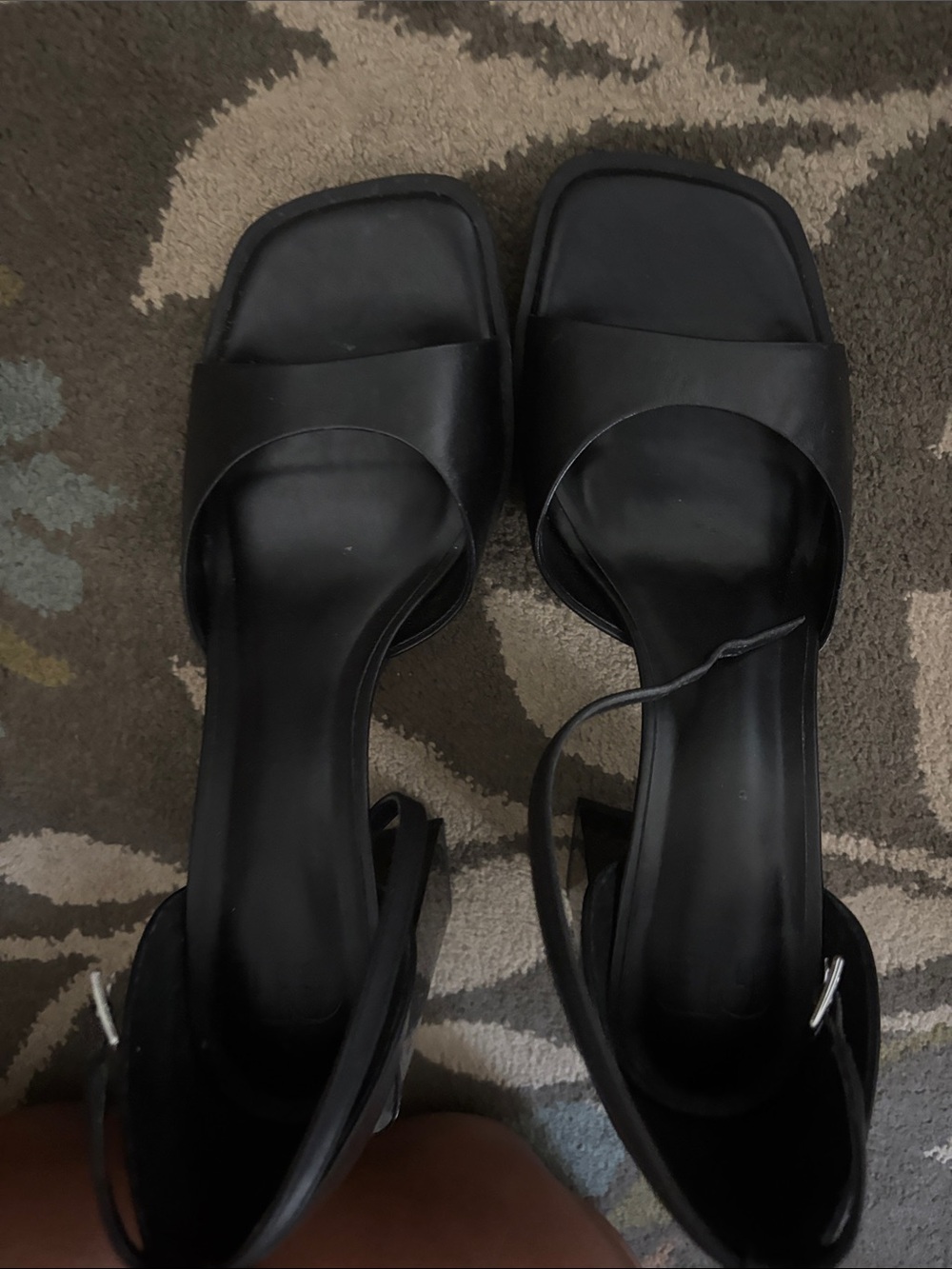 GB girls Black Square-Toe Ankle Strap Heels